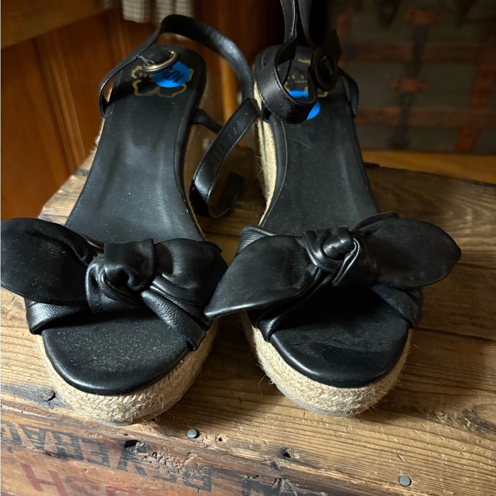 Ted Baker Black Espadrille Sandals with Bow size 10